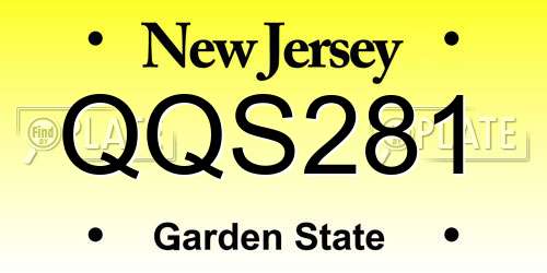 QQS281 New Jersey License Plate