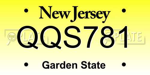 QQS781 New Jersey License Plate