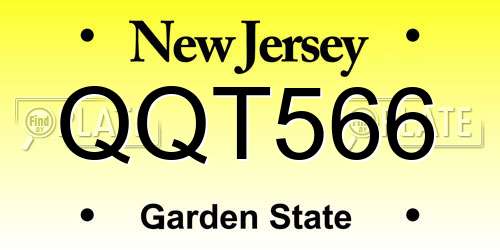 QQT566 New Jersey License Plate