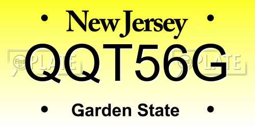 QQT56G New Jersey License Plate