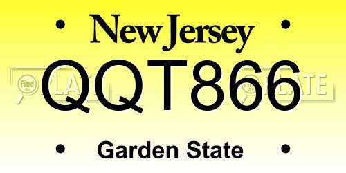 QQT866 New Jersey License Plate