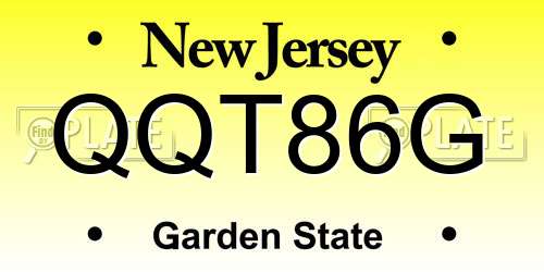 QQT86G New Jersey License Plate