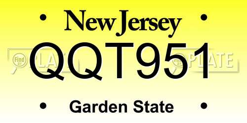 QQT951 New Jersey License Plate