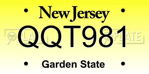 QQT981 New Jersey License Plate