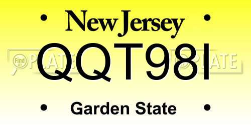 QQT98I New Jersey License Plate