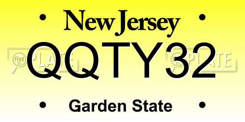QQTY32 New Jersey License Plate