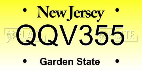 QQV355 New Jersey License Plate