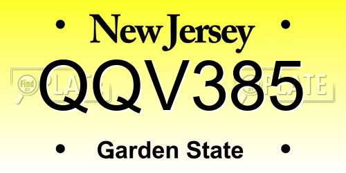 QQV385 New Jersey License Plate