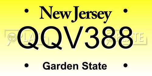 QQV388 New Jersey License Plate