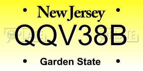QQV38B New Jersey License Plate