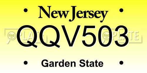 QQV503 New Jersey License Plate