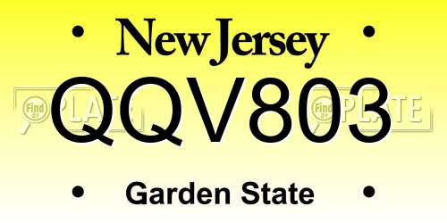 QQV803 New Jersey License Plate