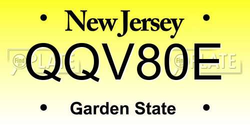 QQV80E New Jersey License Plate