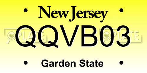 QQVB03 New Jersey License Plate