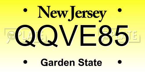 QQVE85 New Jersey License Plate
