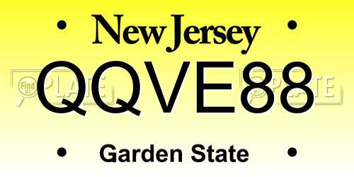 QQVE88 New Jersey License Plate