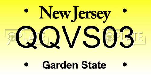 QQVS03 New Jersey License Plate