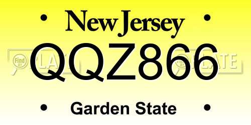 QQZ866 New Jersey License Plate