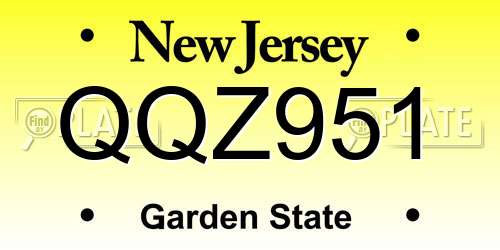 QQZ951 New Jersey License Plate