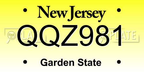 QQZ981 New Jersey License Plate