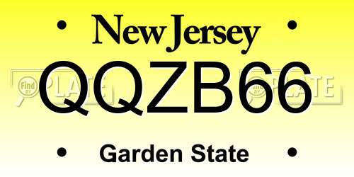 QQZB66 New Jersey License Plate