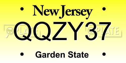 QQZY37 New Jersey License Plate