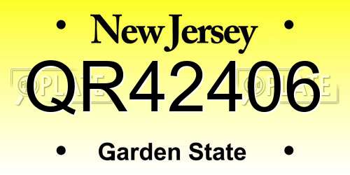 QR42406 New Jersey License Plate