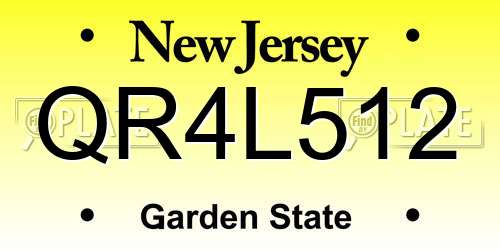 QR4L512 New Jersey License Plate
