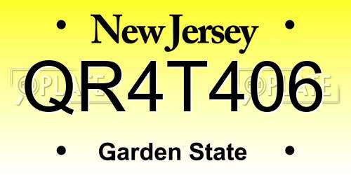 QR4T406 New Jersey License Plate