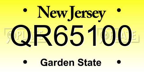 QR65100 New Jersey License Plate