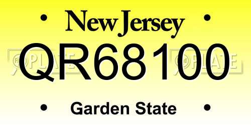 QR68100 New Jersey License Plate