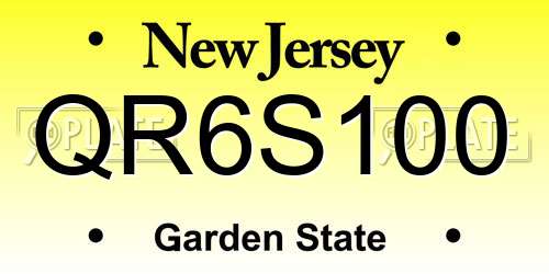 QR6S100 New Jersey License Plate