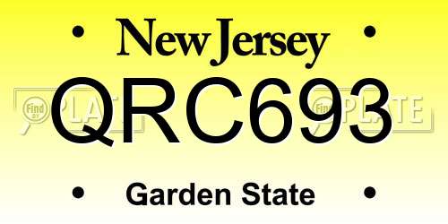 QRC693 New Jersey License Plate
