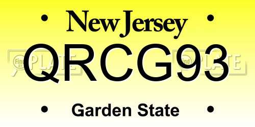 QRCG93 New Jersey License Plate