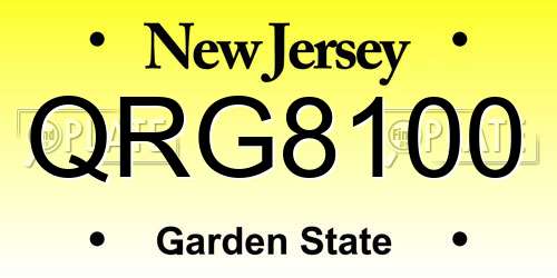 QRG8100 New Jersey License Plate