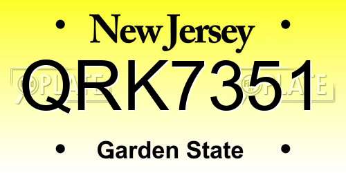 QRK7351 New Jersey License Plate