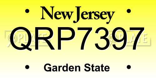 QRP7397 New Jersey License Plate