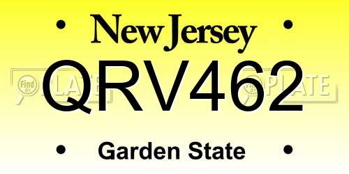 QRV462 New Jersey License Plate