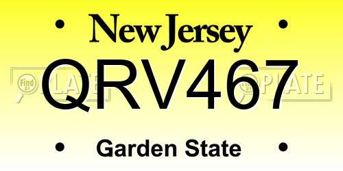 QRV467 New Jersey License Plate