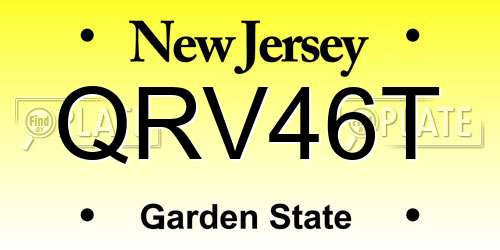 QRV46T New Jersey License Plate