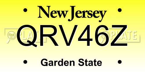 QRV46Z New Jersey License Plate