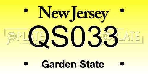 QS033 New Jersey License Plate