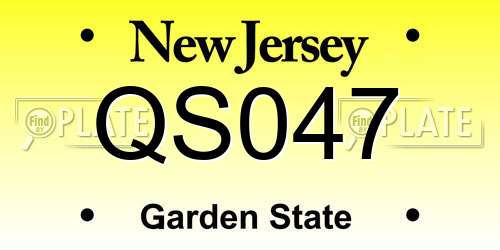 QS047 New Jersey License Plate