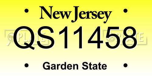 QS11458 New Jersey License Plate
