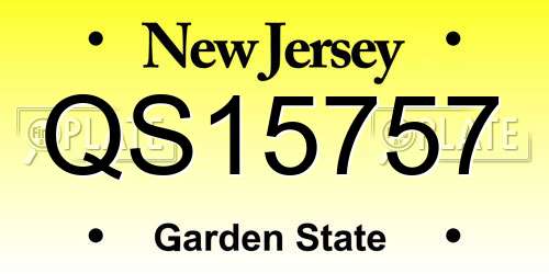 QS15757 New Jersey License Plate