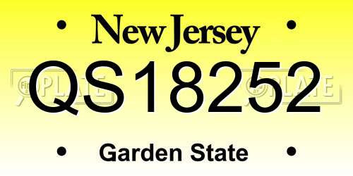 QS18252 New Jersey License Plate