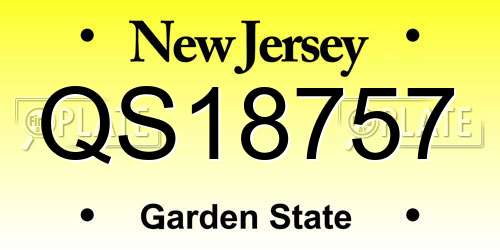 QS18757 New Jersey License Plate