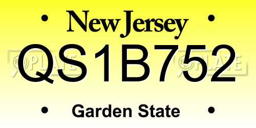 QS1B752 New Jersey License Plate