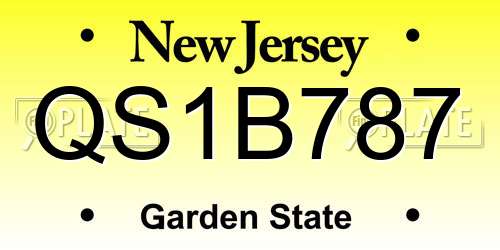 QS1B787 New Jersey License Plate