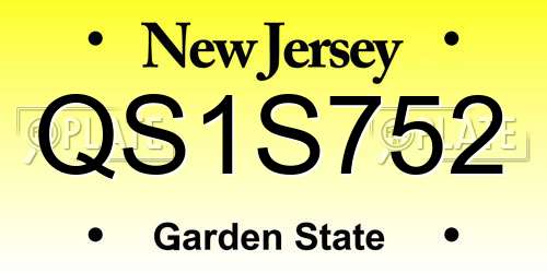 QS1S752 New Jersey License Plate